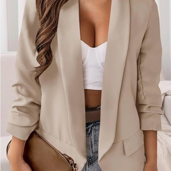 KIRUNDO Blazer Long Sleeve Open Front Work Suit Office Blazer Jacketwith Pockets - Picture 7 of 16